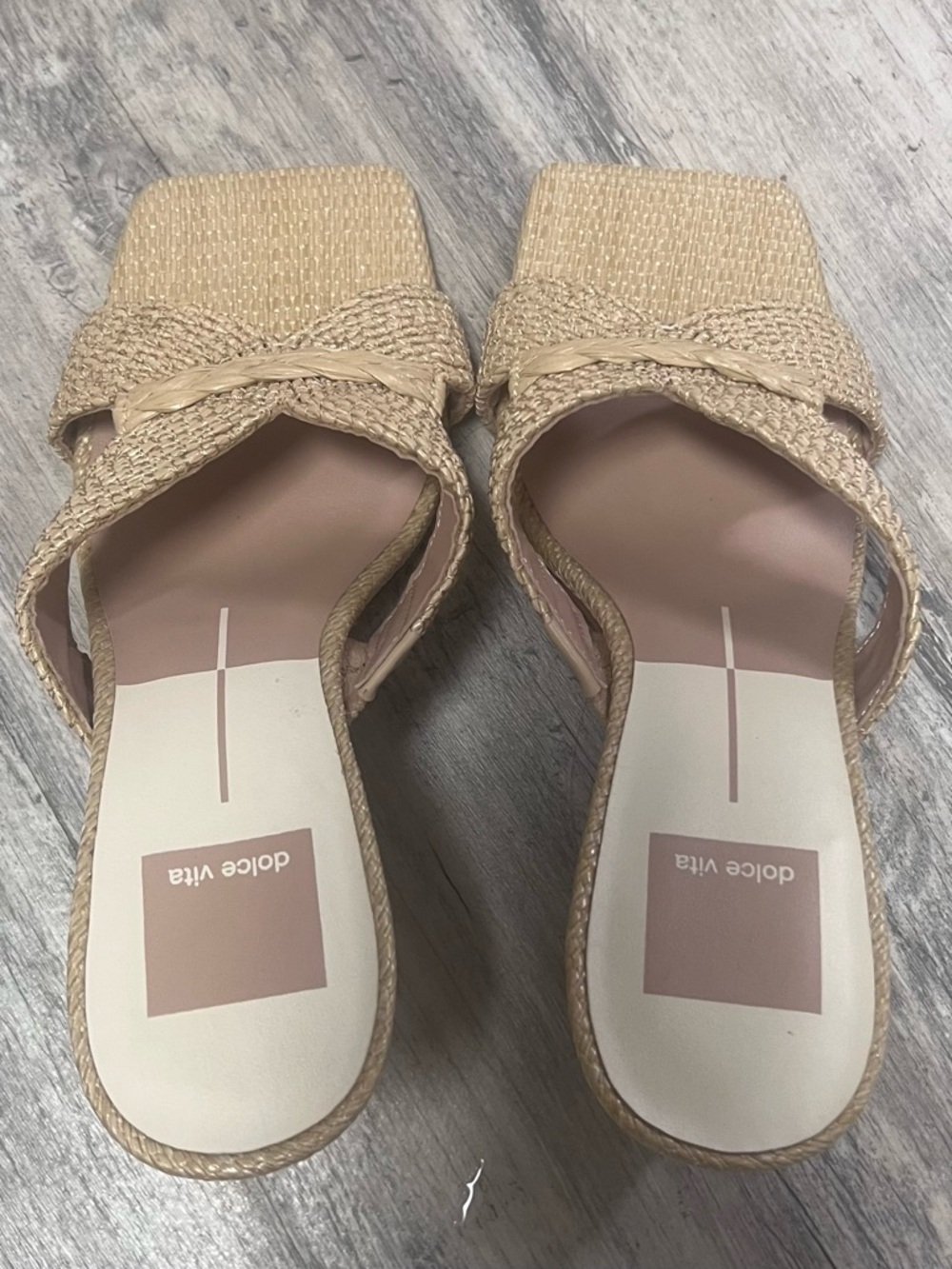 Dolce Vita Natural Beige Braided Woven Slide Mules